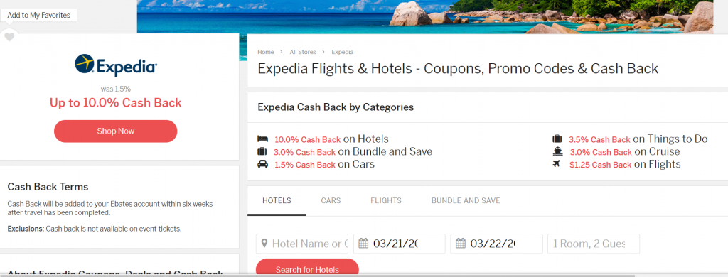 ebates to book travel and vacations